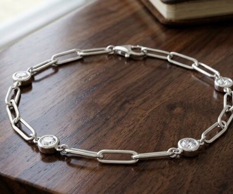 Paperclip and bezel bracelet