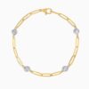 Paperclip And Lab Grown Diamond Bezel Bracelet with lab grown diamonds in 14k solid gol