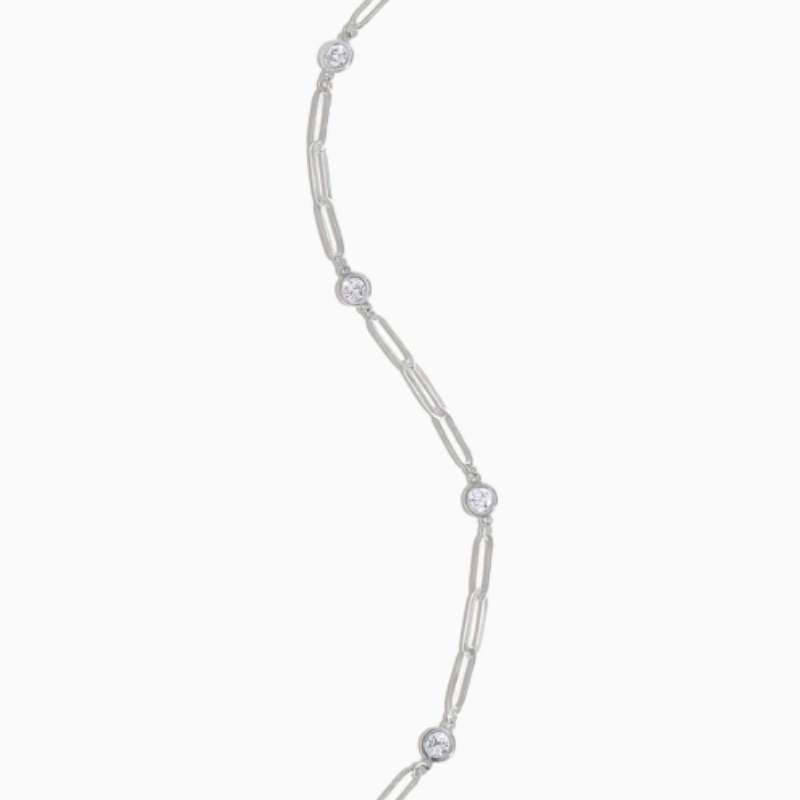Paperclip And Lab Grown Diamond Bezel Bracelet with lab grown diamonds in 14k solid gold silver