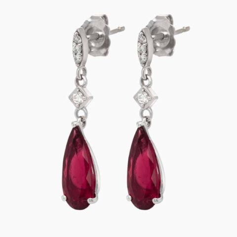 Rubellite diamond earrings