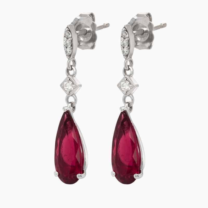 Rubellite diamond earrings