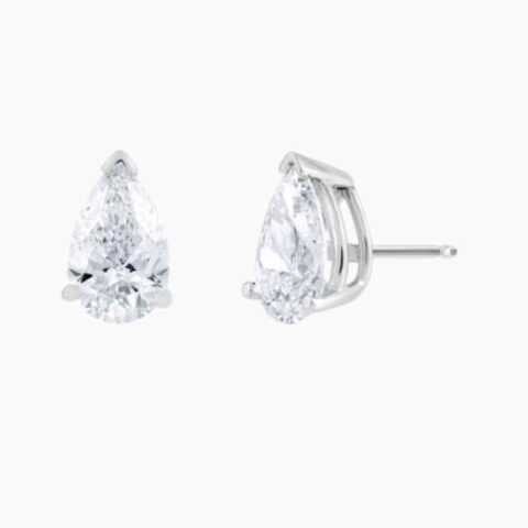 2 Carat Pear Shaped Lab Grown Diamond Stud Earrings