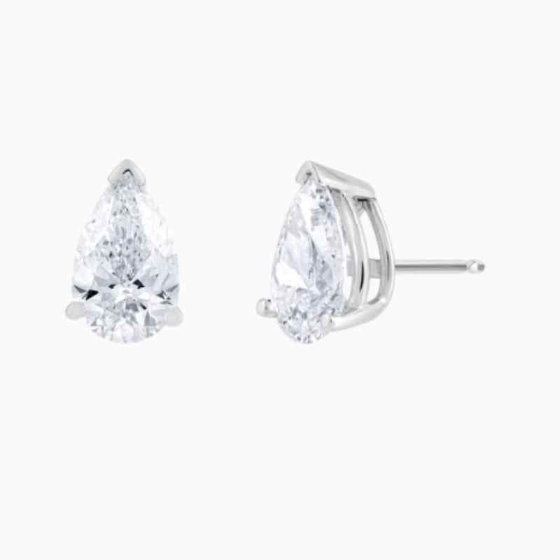2 Carat Pear Shaped Lab Grown Diamond Stud Earrings
