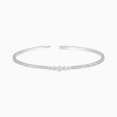 Lab Grown Diamond Pentagon Illusion Flexible Bangle with lab grown diamonds in 14k solid gold