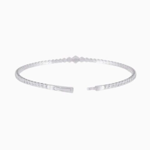 Lab Grown Diamond Pentagon Illusion Flexible Bangle with lab grown diamonds in 14k solid gold silver