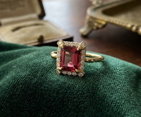 Pink Tourmaline Yellow Gold Ring