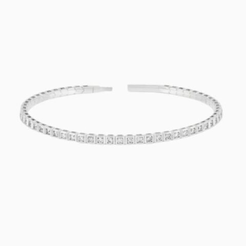 Lab Grown Diamond Princess Illusion Flexible Bangle with lab grown diamonds in 14k solid gold