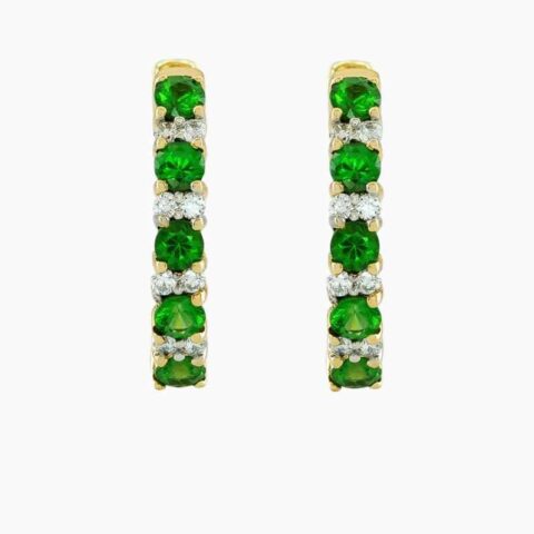 Tsavorite diamond earrings in 14K Yellow Gold