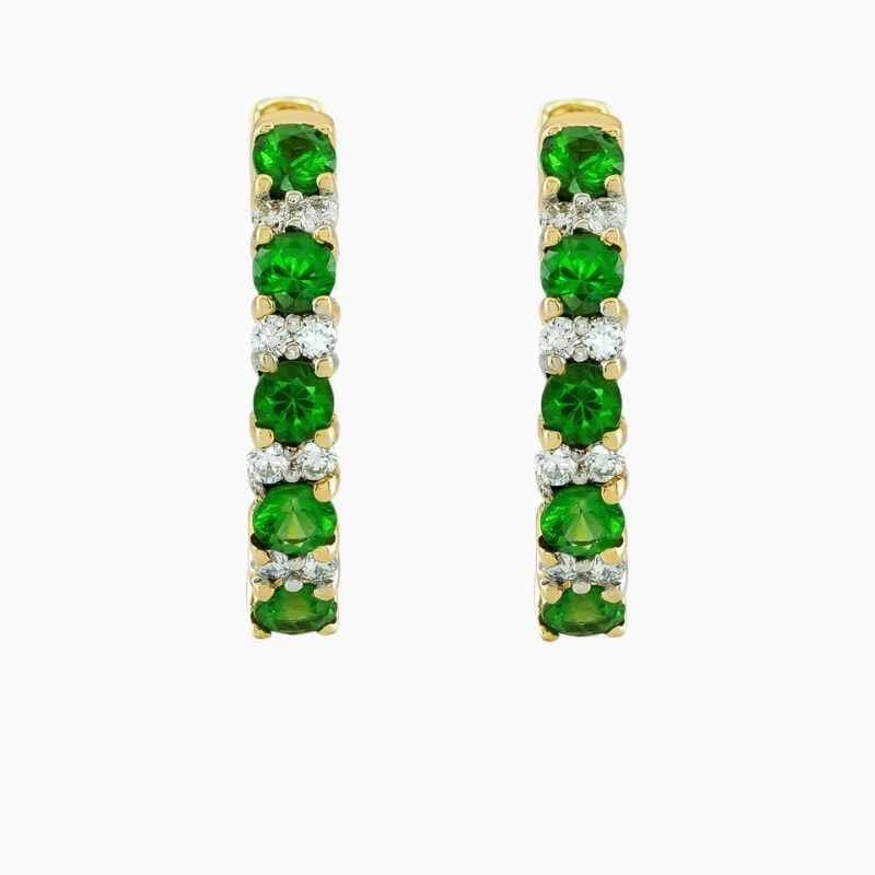 Tsavorite diamond earrings in 14K Yellow Gold