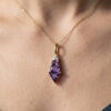 Purple Amethyst Diamond Gold Pendant