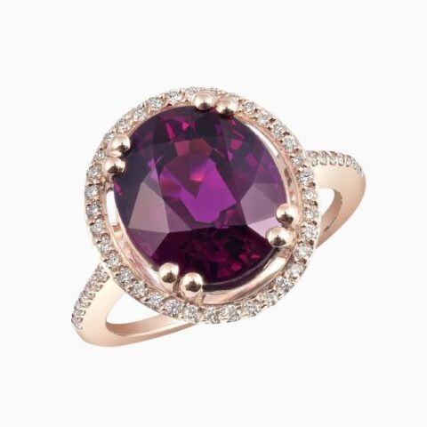 Natural Neon Purple Garnet oval ring