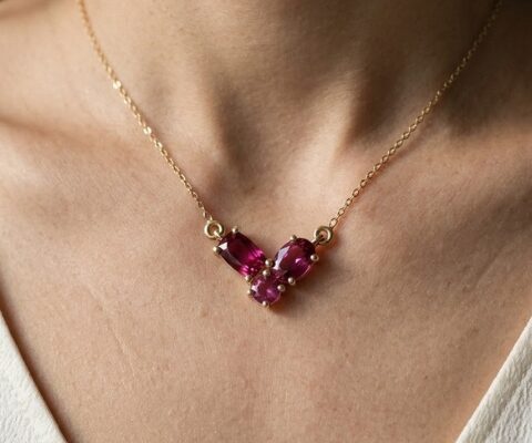 Raspberry Rubellite Yellow Gold Pendant