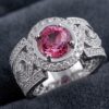 Round Pink Sapphire Diamond Ring