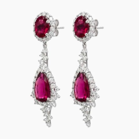 Rubellite diamond earrings