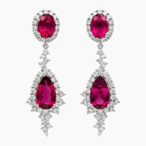 Fuchsia Bloom Rubellite Diamond Earrings