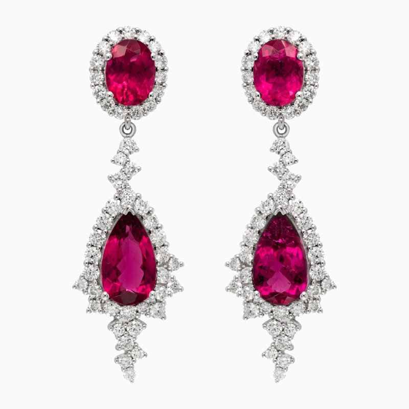 Fuchsia Bloom Rubellite Diamond Earrings