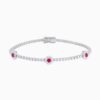 Lab Grown Diamond Tennis Bracelet With Colour Stone Centred Flower Clusters with lab grown diamonds in 14k solid gold