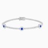 Natural Diamond Tennis Bracelet With Sapphire Centered Flower Clusters natural diamond jewelry