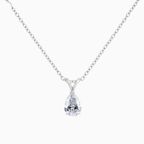 IGI Certified Solitaire Pear Cut Pendant with Necklace