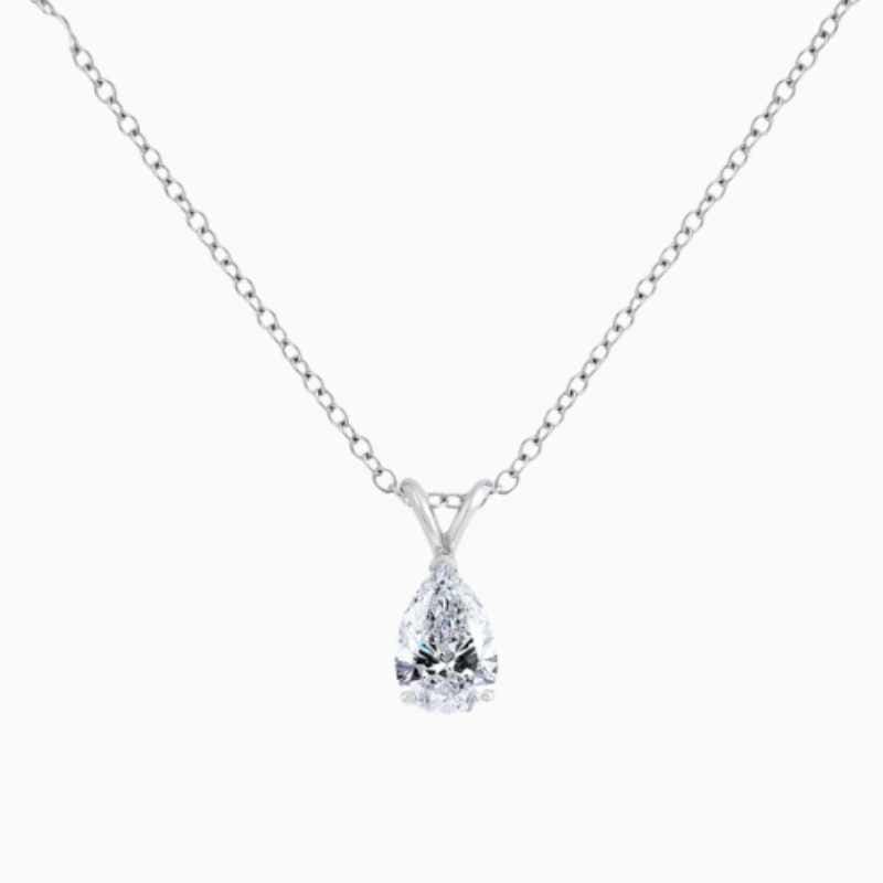 IGI Certified Solitaire Pear Cut Pendant with Necklace