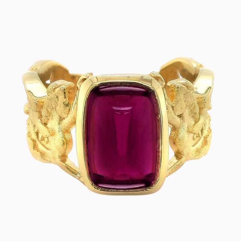 Natural Rubellite ring in 18K Yellow Gold