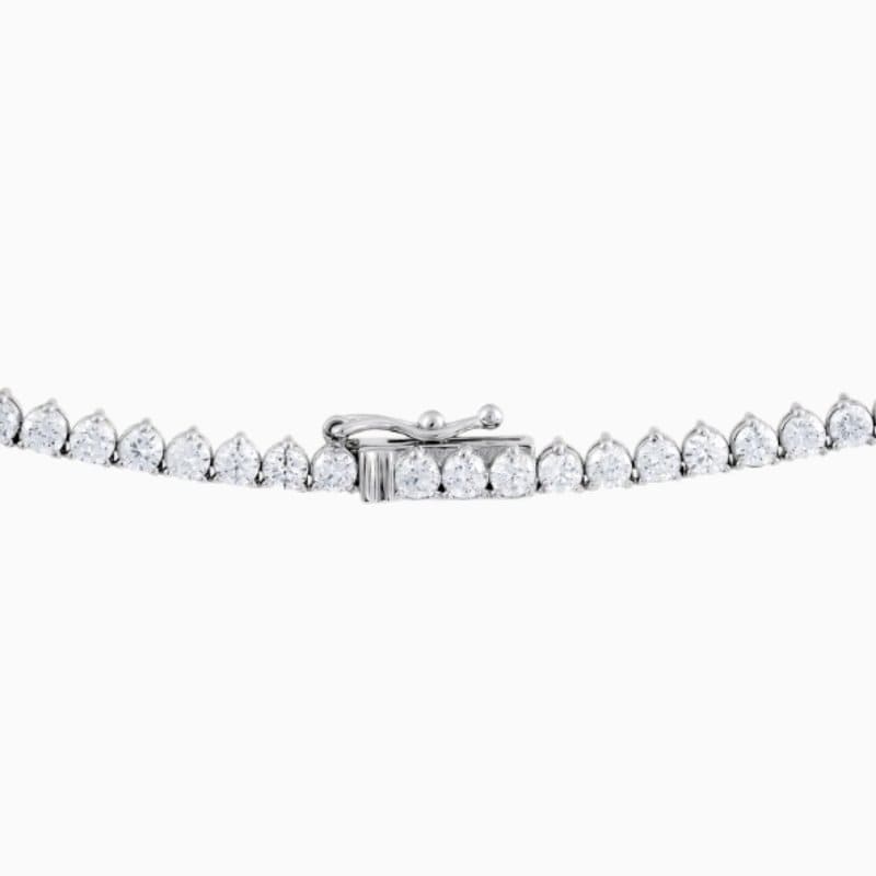 Three prong lab grown diamond tennis necklace 14K gold