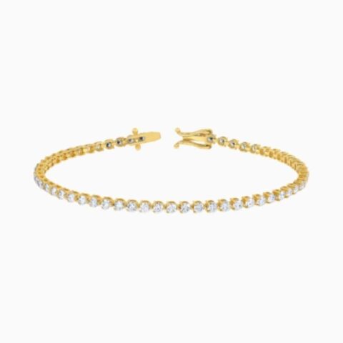 3 prong lab grown diamond bracelet gold