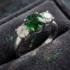 Tsavorite Garnet Diamond White Gold Ring
