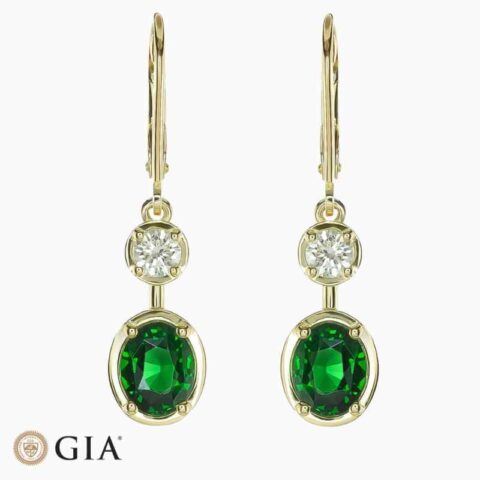 Tsavorite diamond earrings in 18K Yellow Gold