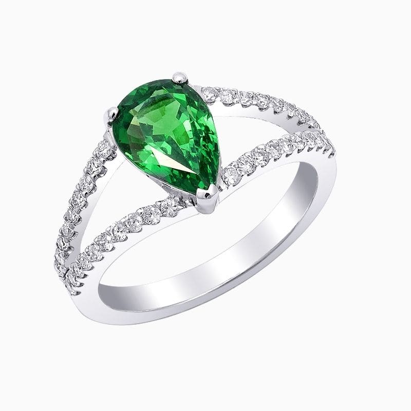 Natural Tsavorite pear ring