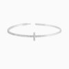 Two Tone Half Lab Grown Diamond Cross Flexible Bangle with lab grown diamonds in 14k solid gold