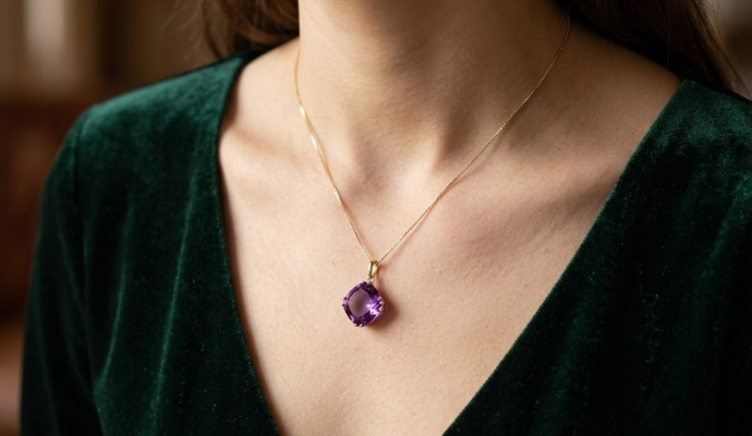 Violet Amethyst Choker Pendant