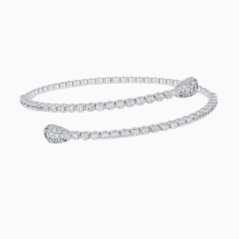 Lab Grown Diamond Water Drop Cuff Bangle with lab grown diamonds in 14k solid gold