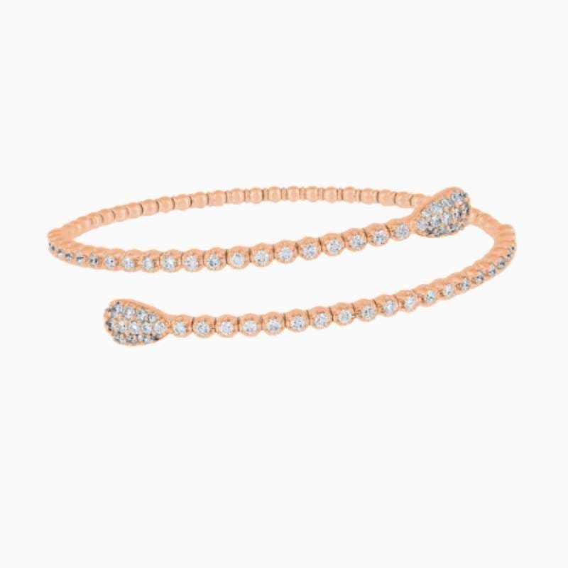 Lab Grown Diamond Water Drop Cuff Bangle with lab grown diamonds in 14k solid gold rose gold