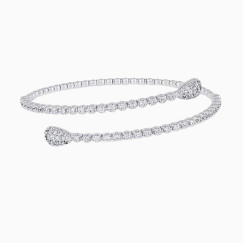Lab Grown Diamond Water Drop Cuff Bangle with lab grown diamonds in 14k solid gold