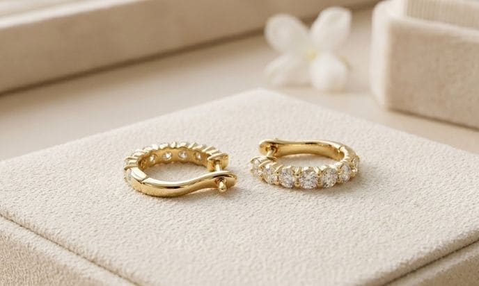 Dainty Diamond Hoop Earrings White Gold