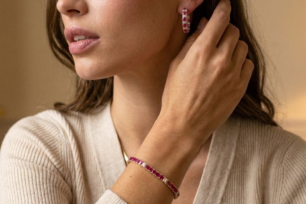 ruby diamond earrings and bracelet