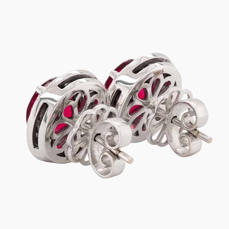 Rubellite diamond earrings in 18K White Gold