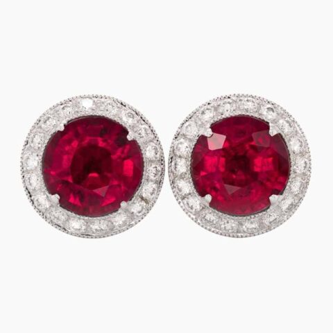 Rubellite diamond earrings