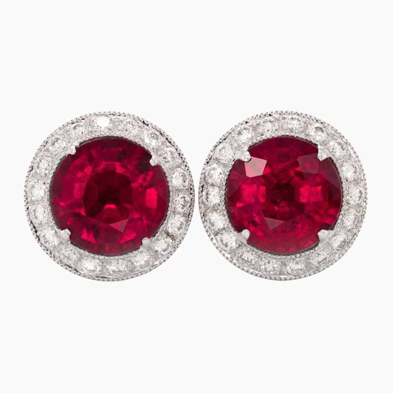 Rubellite diamond earrings