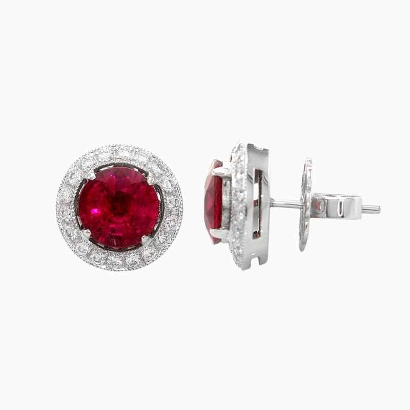 Ruby Glow Rubellite Diamond Earrings