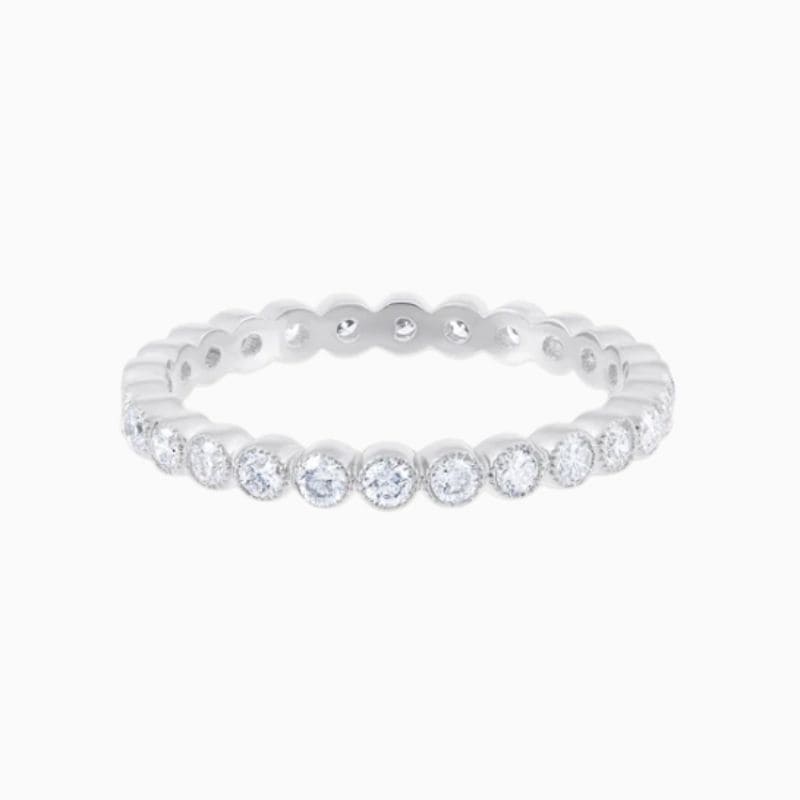 Round bezel lab diamond eternity ring