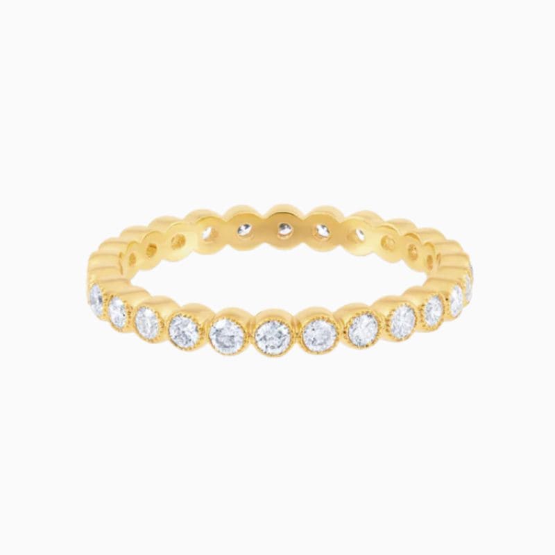 Round bezel lab diamond eternity ring
