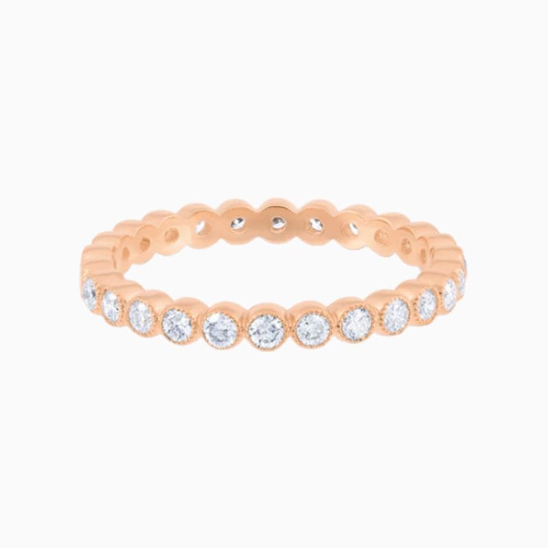 Round bezel lab diamond eternity ring