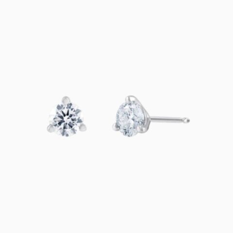 3 Prong Martini Diamond Stud Earrings in 14K gold
