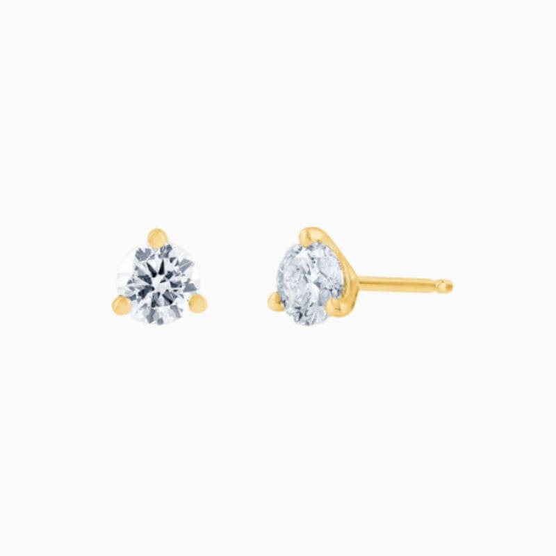 3 Prong Martini Diamond Stud Earrings in 14K gold