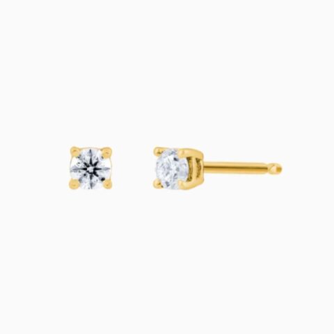 Classic 4 Prong IGI Diamond Stud Earrings in 14K gold