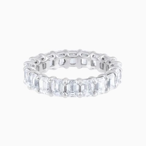 Emerald cut lab diamond eternity band