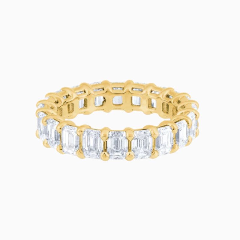 Emerald cut lab diamond eternity band golden