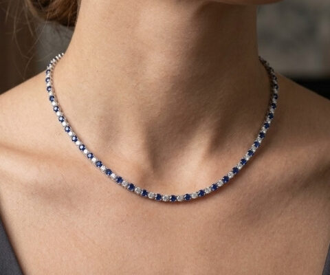 Alternating Sapphire and Lab Grown